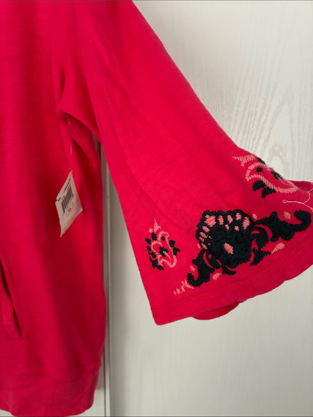 Lucky Brand Pink Embroidered Hoodie Top - Picture 4 of 5